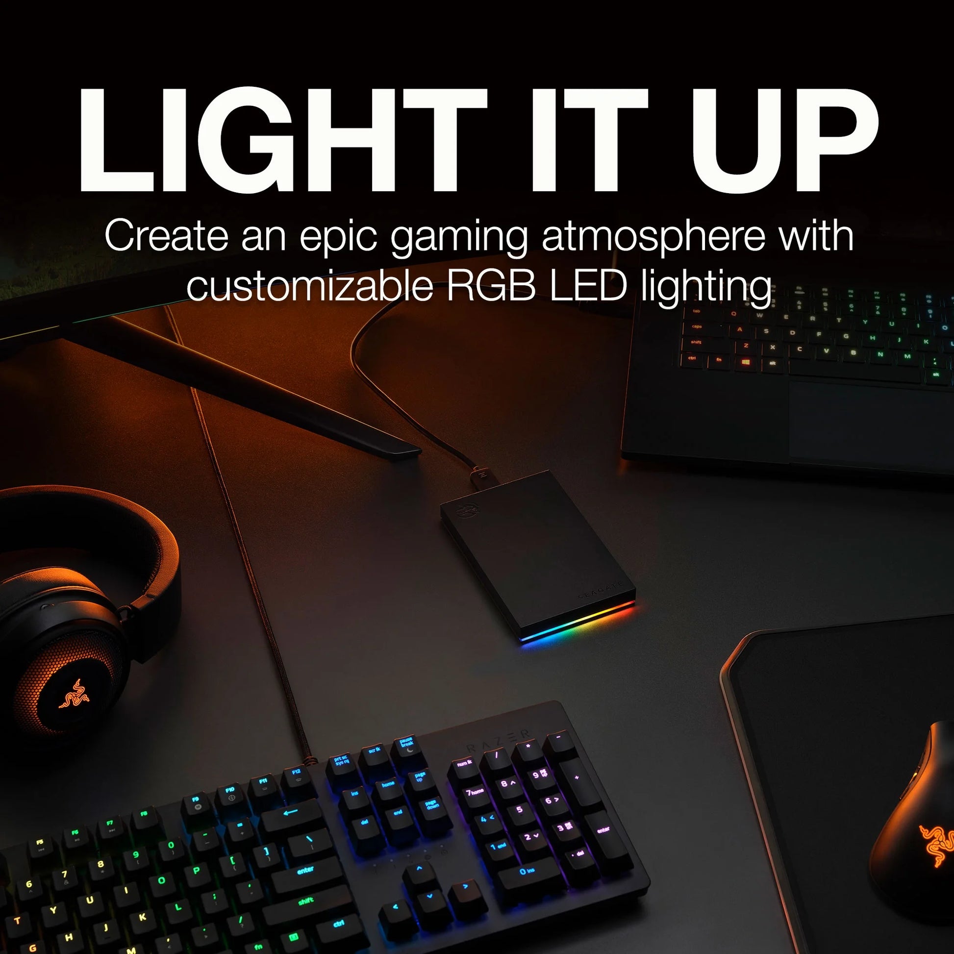 Firecuda Gaming 1TB External USB 3.2 Gen 1 Hard Drive with RGB LED Lighting (STKL1000400)