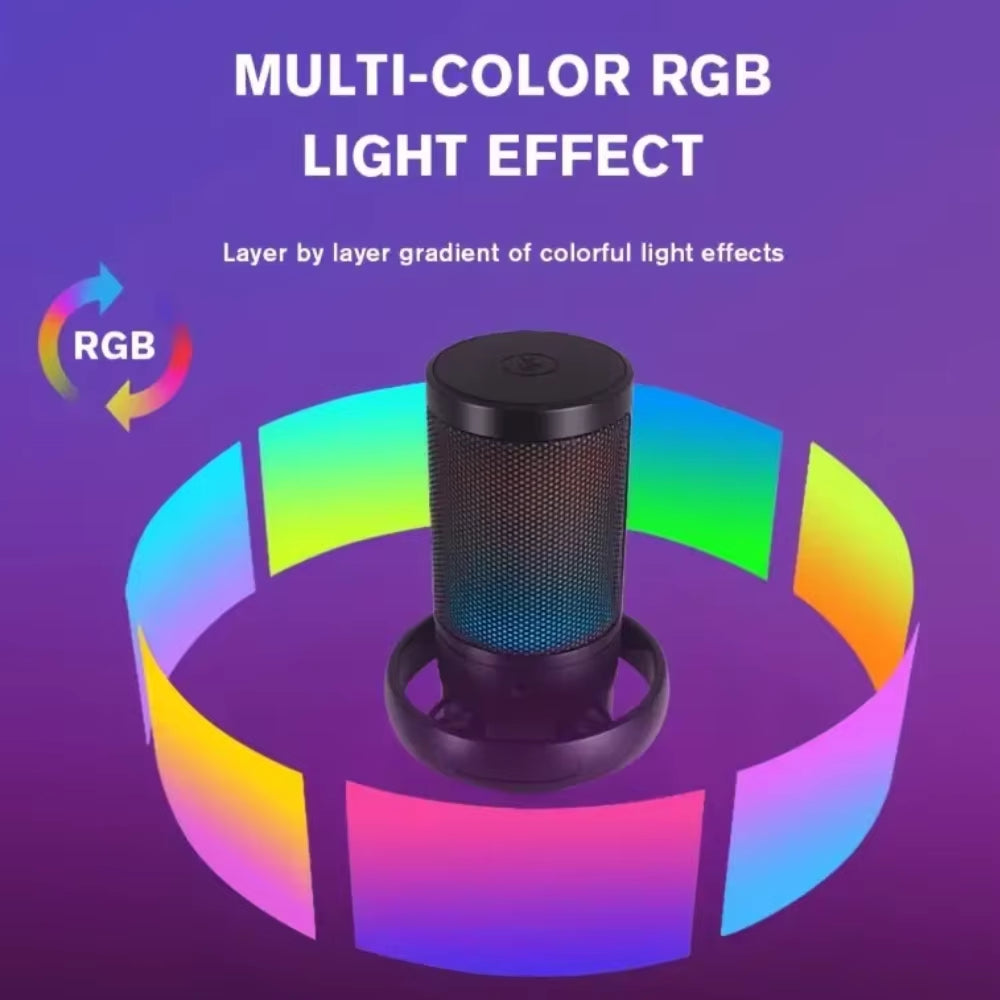 Gaming USB Microphone Usb Computer Desktop Microphone RGB E-Sports Game Conversation Voice Recording Condenser Microphone