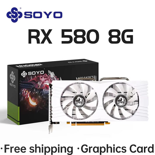Original Radeon RX580 8G Graphics Cards GDDR5 Memory Video Gaming Card Pcie3.0X16 HDMI DP DVI for Desktop Computer AMD